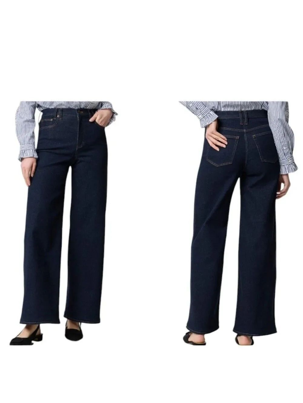 NWT J. Crew Modern Wide-Leg Jean Soft Rinse Dark Blue Denim Size 33T